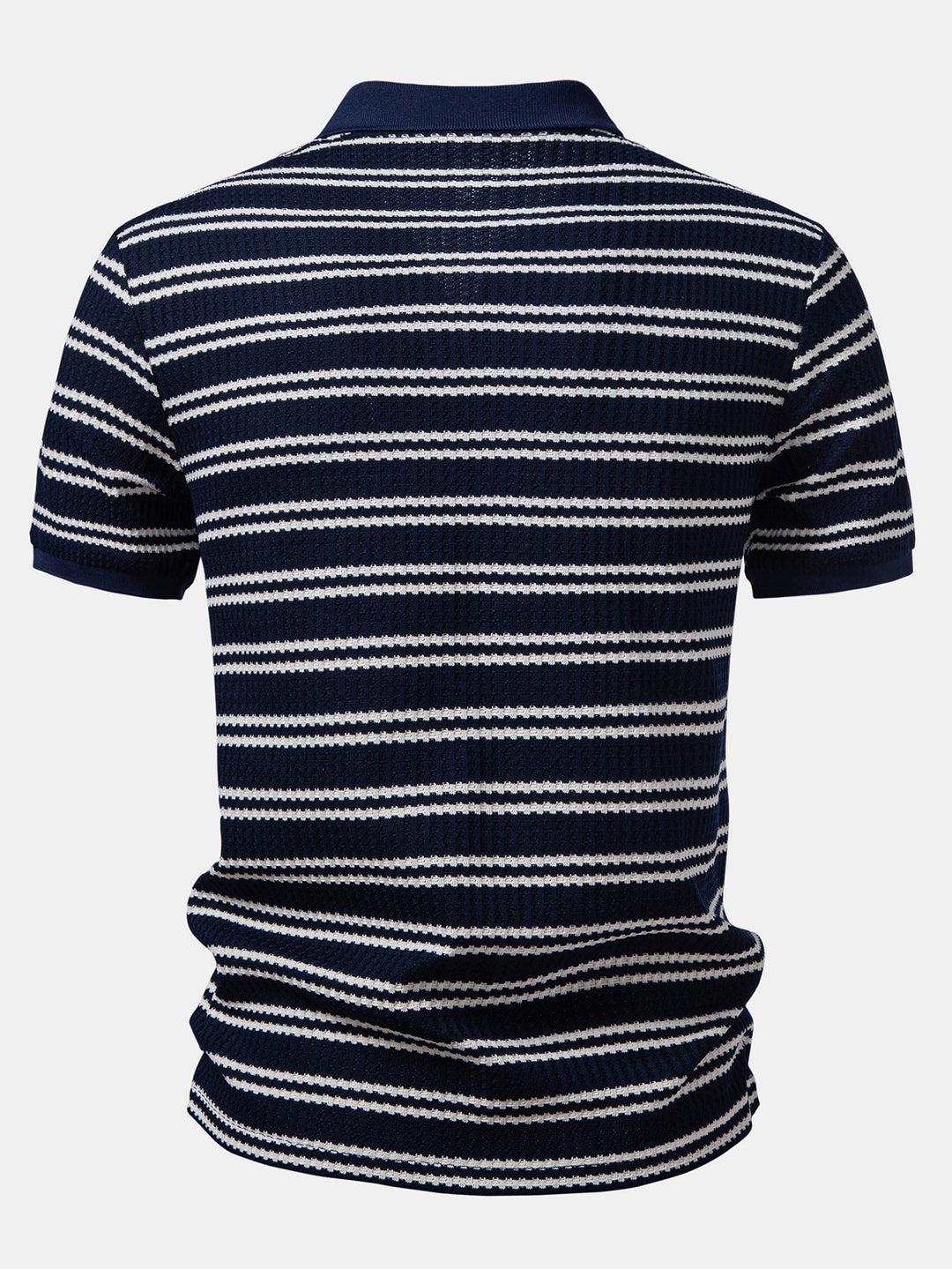 Stripe Waffle Johnny Collar Polo