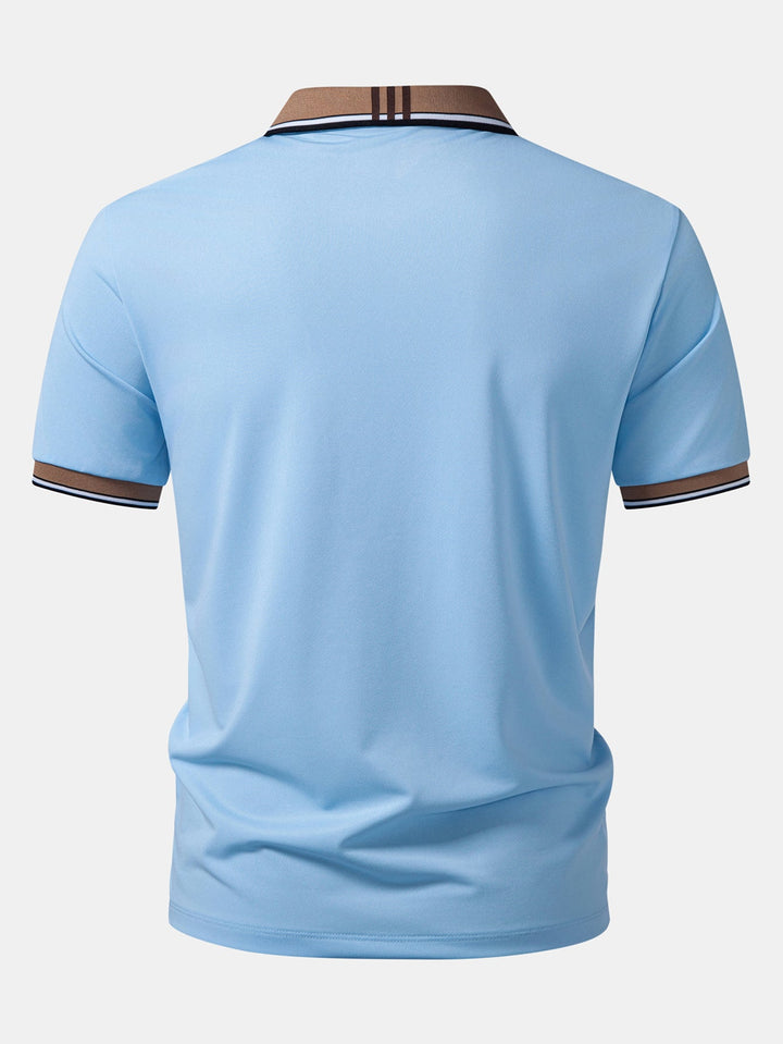 Contrast Striped Collar Polo