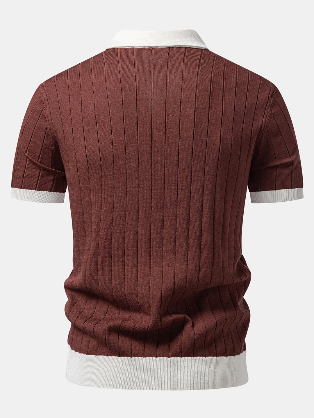 Contrast Trim Stripe Johnny Collar Polo