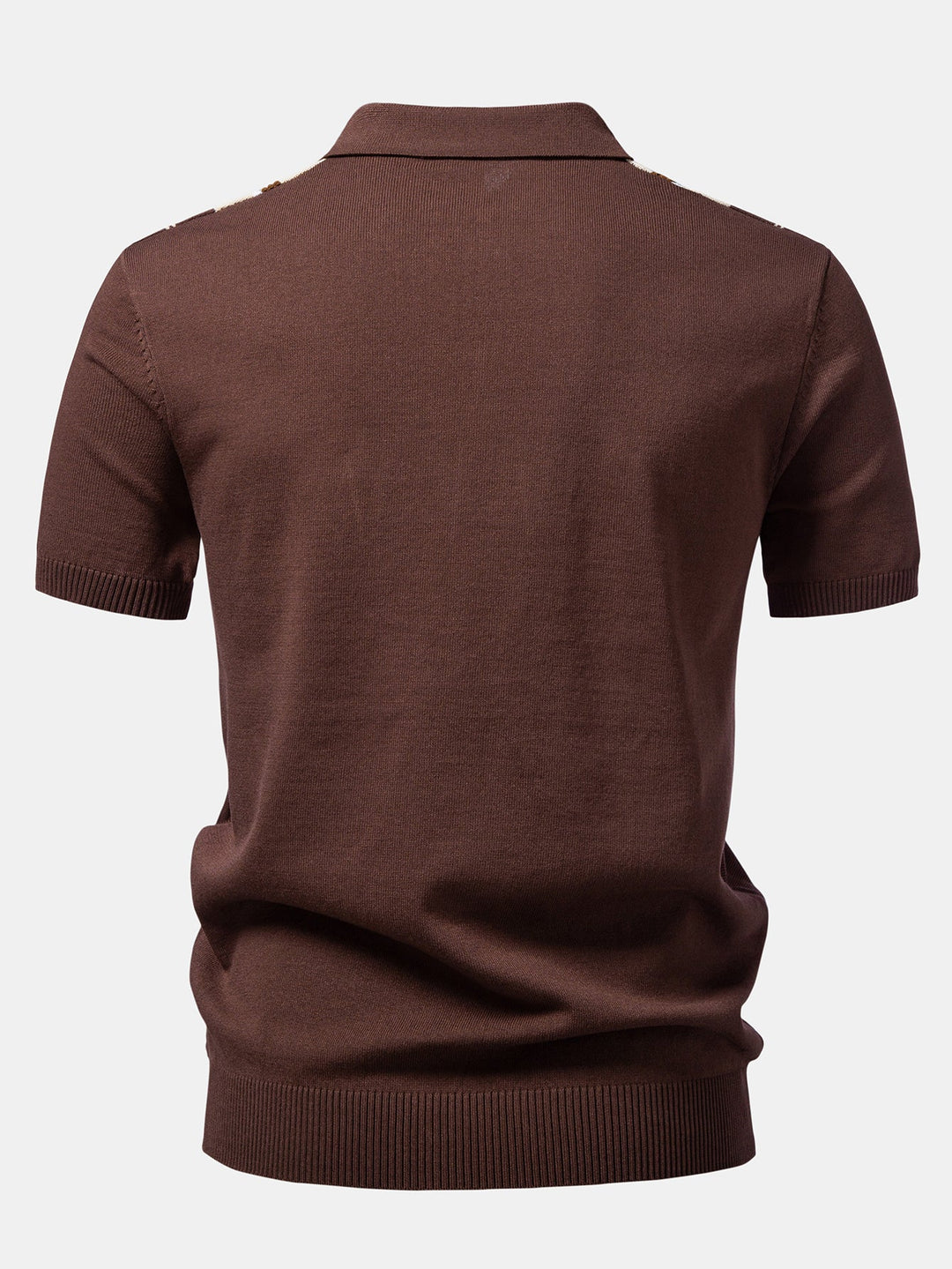 Contrast Striped Geometric zipper Knit Polo