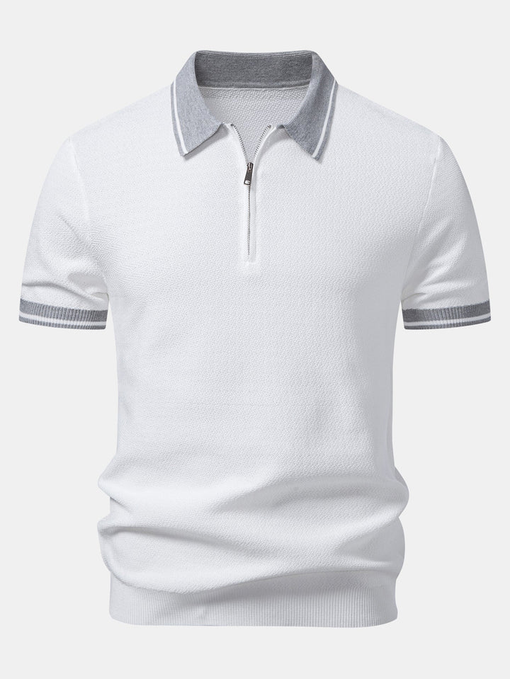 Contrast Zipper Knit Polo