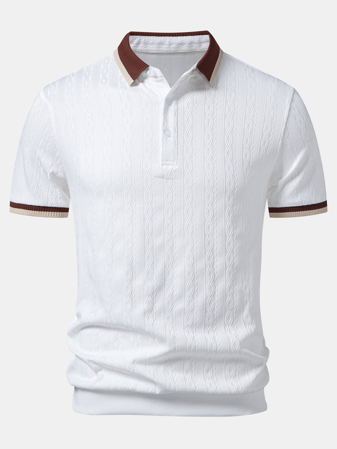 Contrast Trim Textured Knit Polo