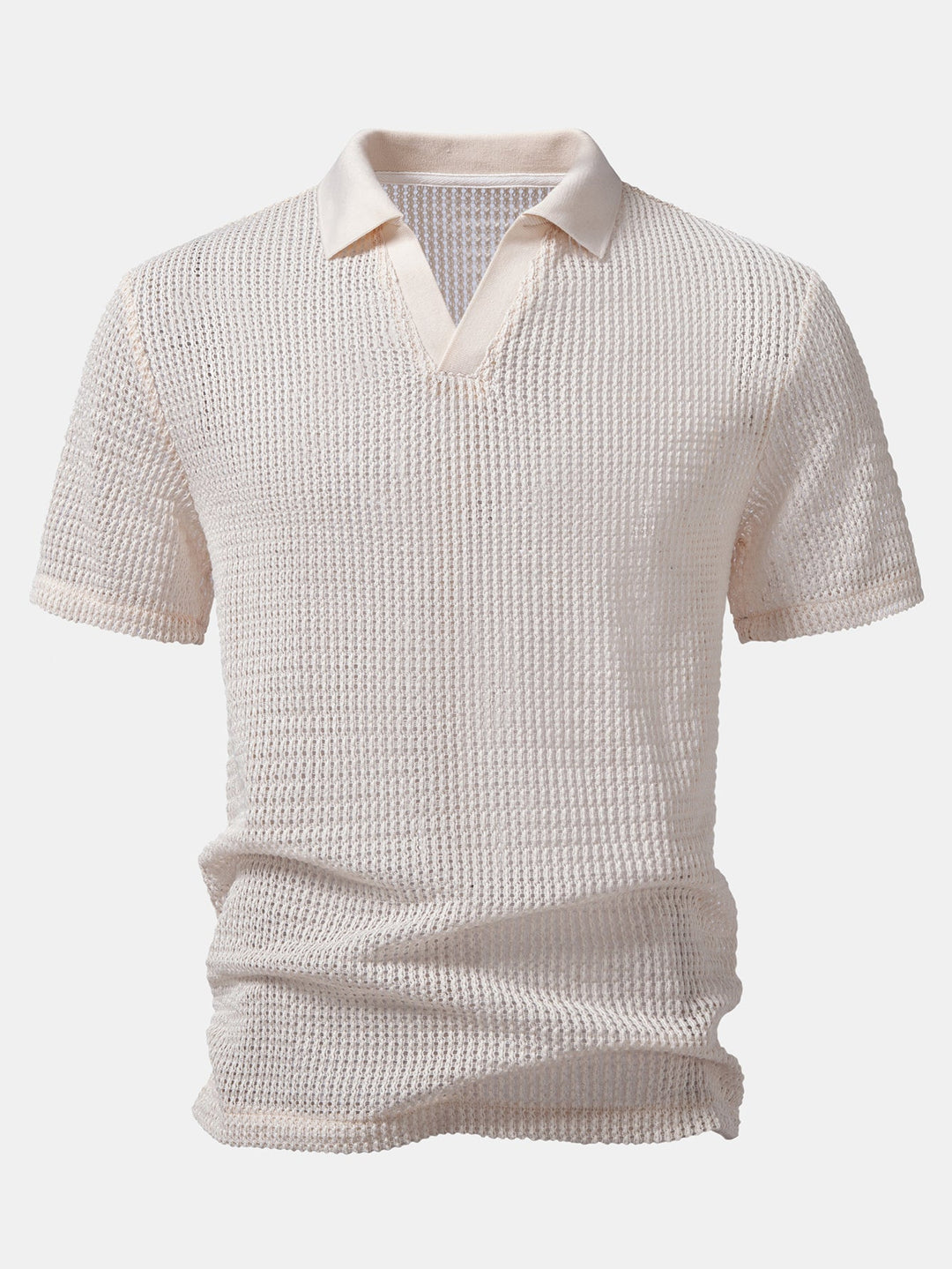 Relax Fit Crocheted V Neck Polo & Straight Leg Linen Pants