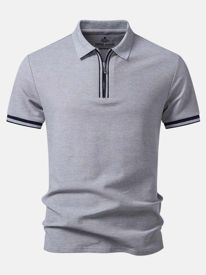 Contrast Trim Zipper Polo