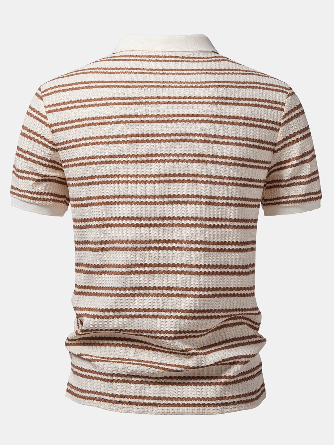 Stripe Waffle Johnny Collar Polo