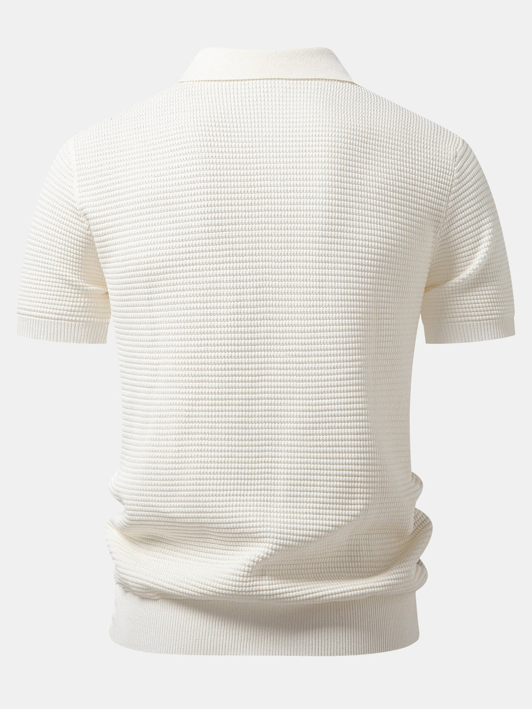 Contrast Waffle Zipper Knit Polo