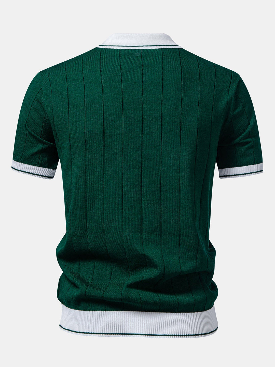 Contrast Trim Ribbed Johnny Collar Knit Polo