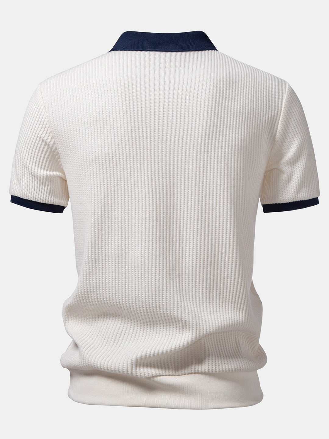 Contrast Knit Waffle Johnny Collar Polo