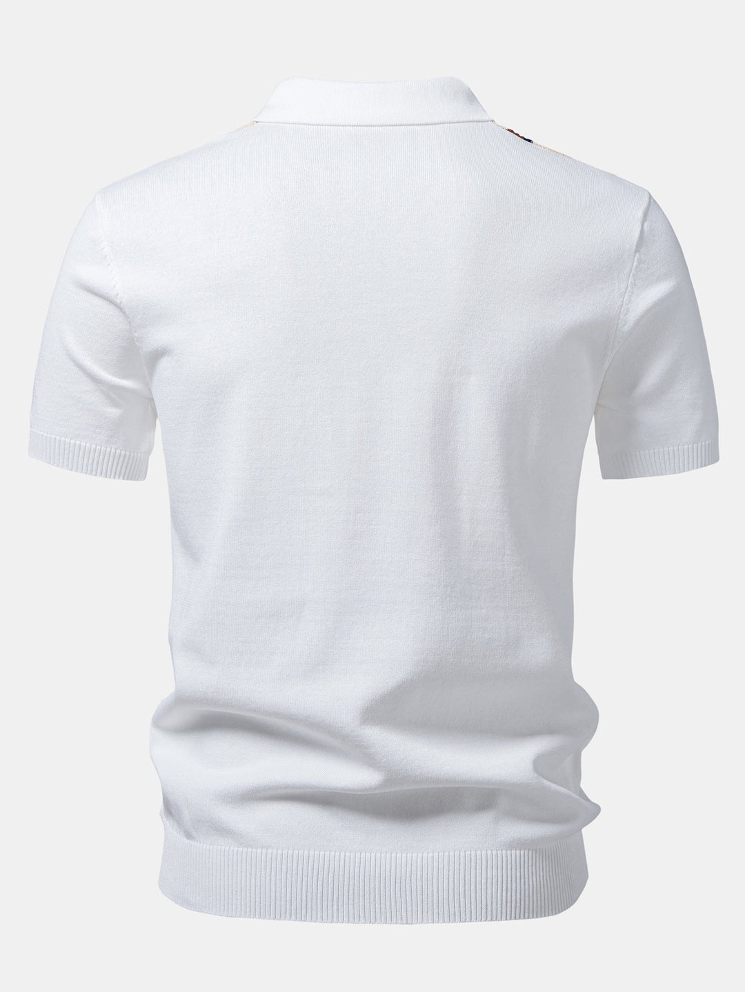 Contrast Striped Geometric zipper Knit Polo
