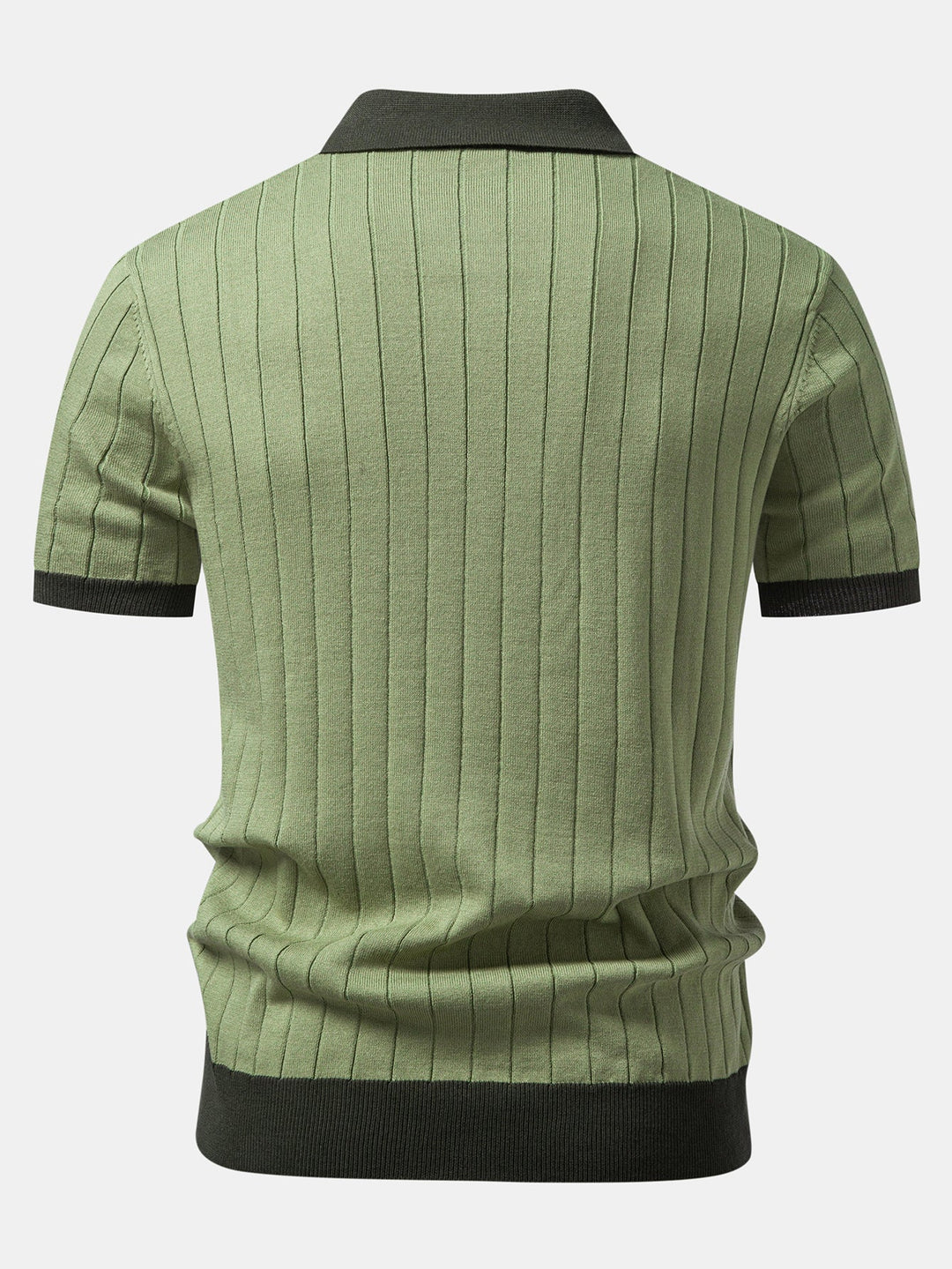 Contrast Trim Stripe Johnny Collar Polo