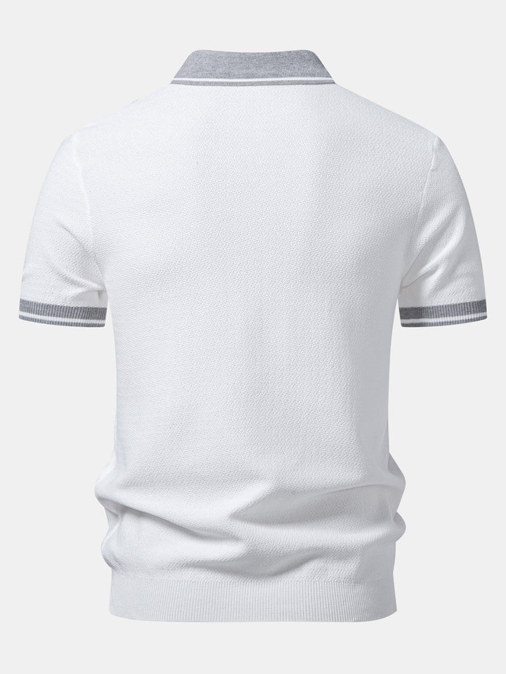 Contrast Zipper Knit Polo