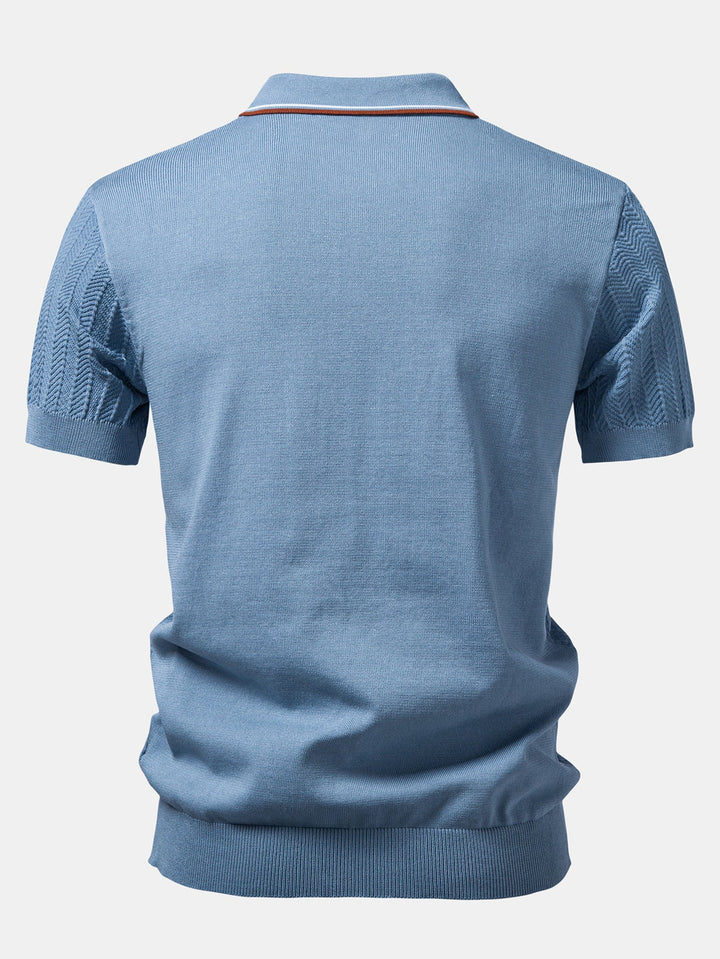 Contrast Textured Knit Polo