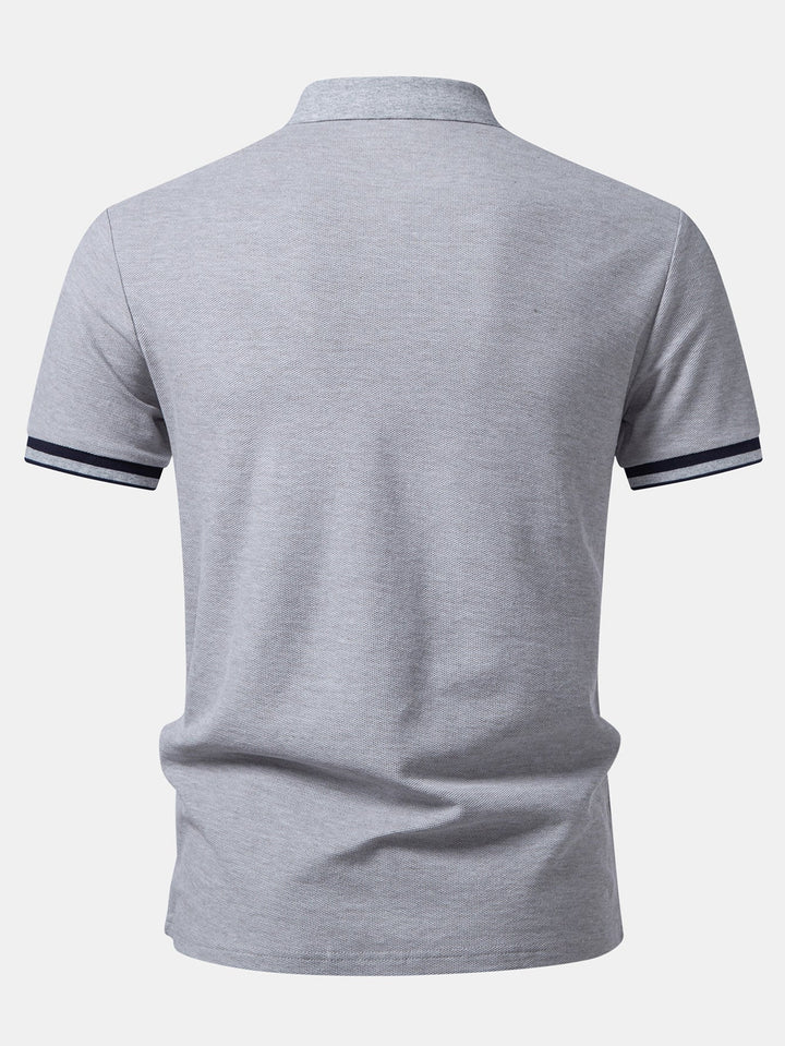 Contrast Trim Zipper Polo