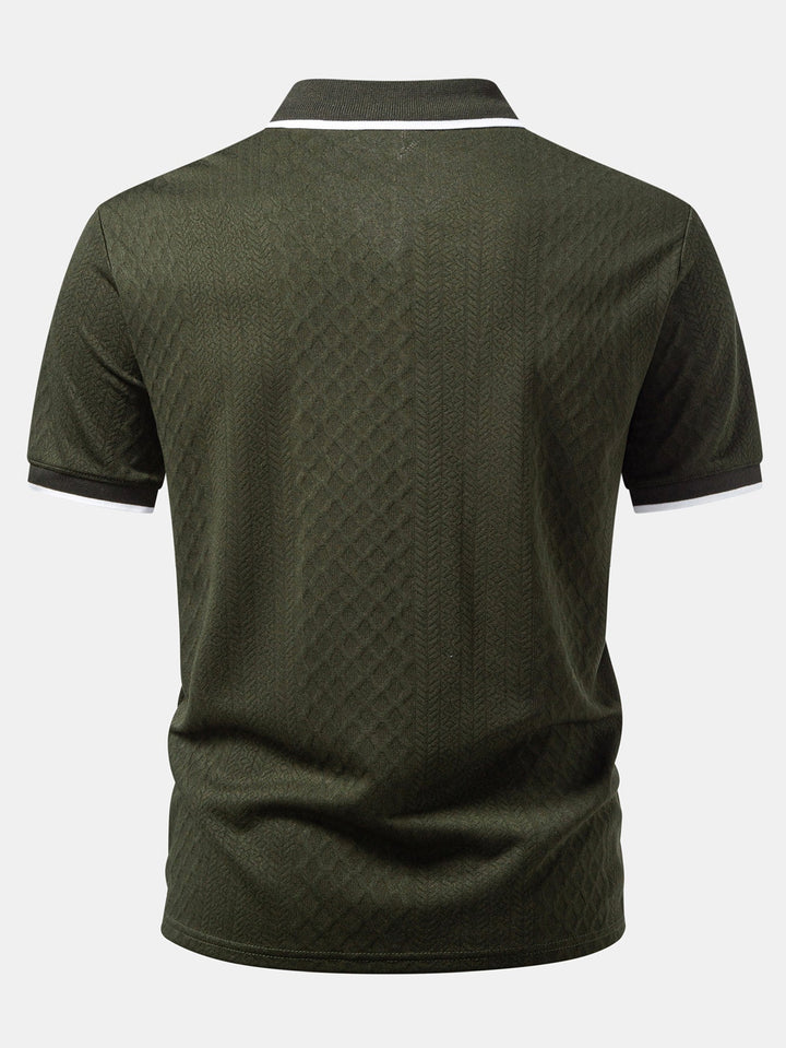 Geometric Jacquard Zipper Polo