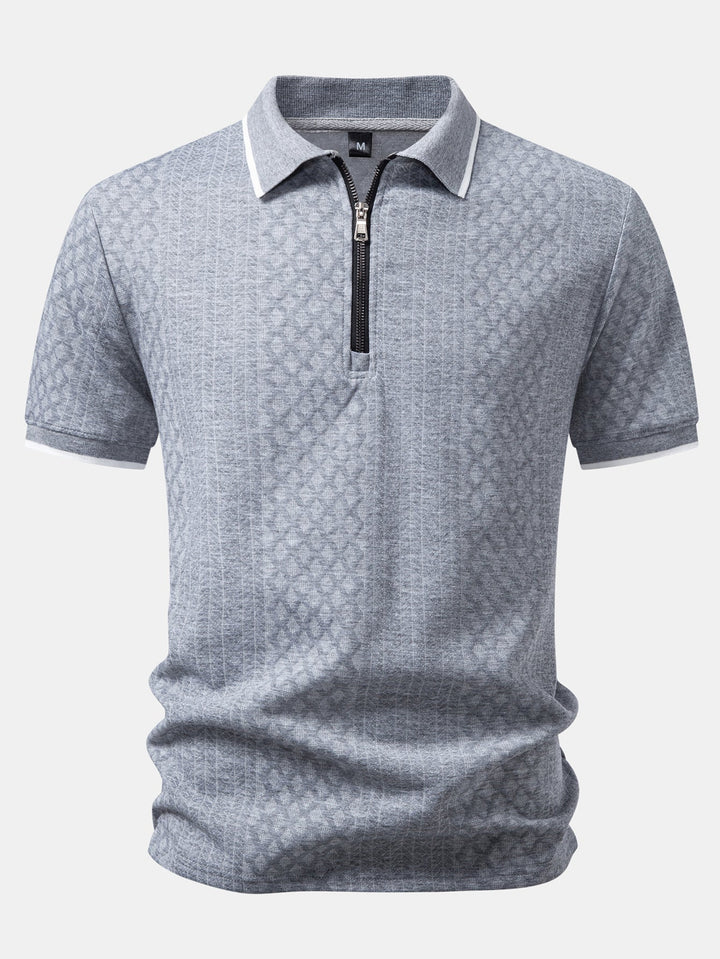 Geometric Jacquard Zipper Polo