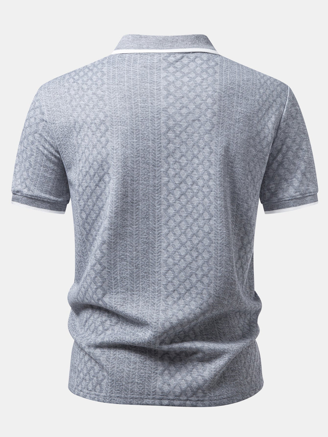 Geometric Jacquard Zipper Polo