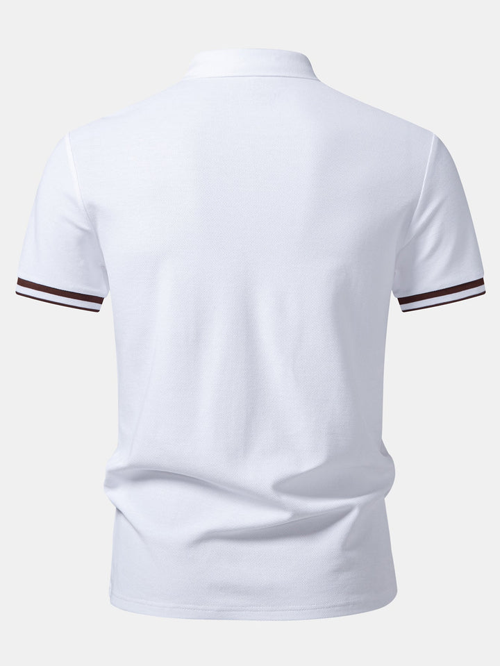 Contrast Trim Zipper Polo