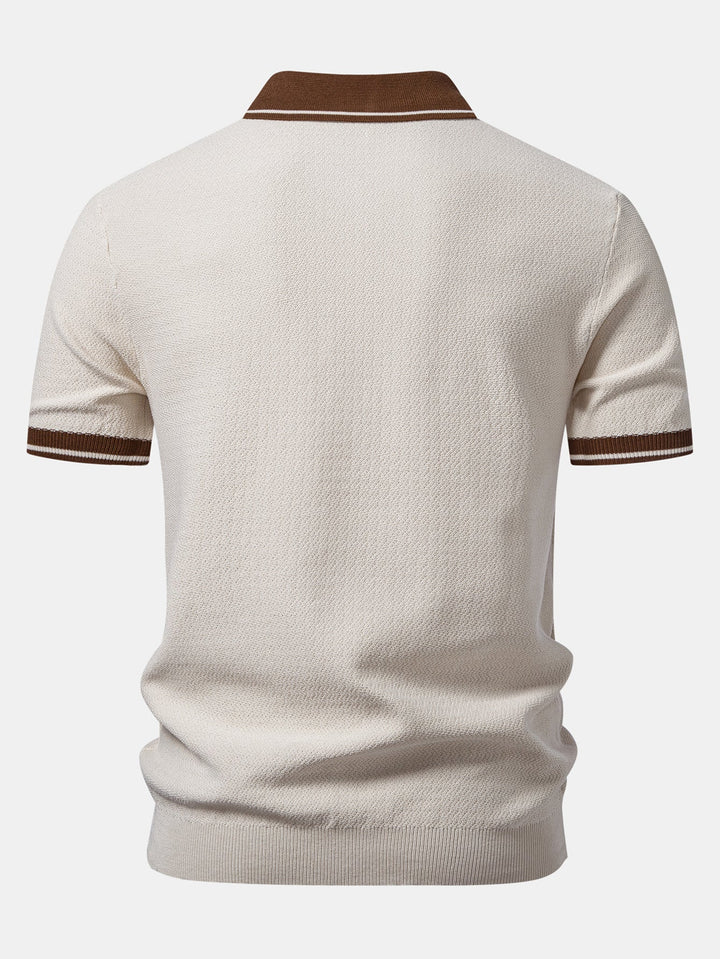 Contrast Zipper Knit Polo