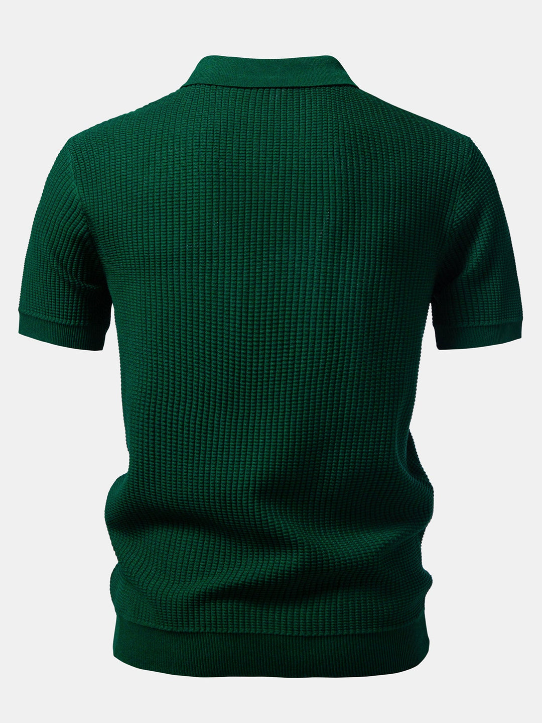 Stripe Johnny Collar Knit Polo & Straight Leg Ribbed Pants