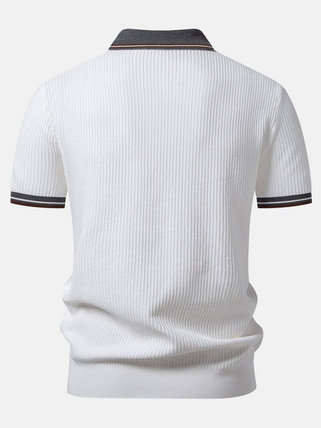 Contrast Trim Waffle Johnny Collar Knit Polo
