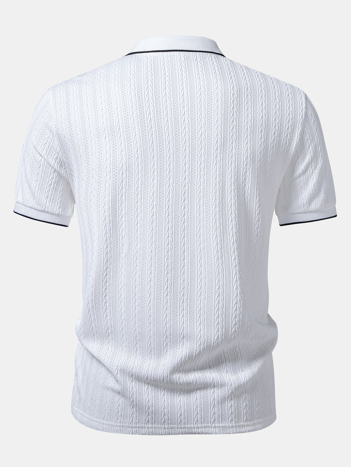 Geometric Jacquard Johnny Collar Polo
