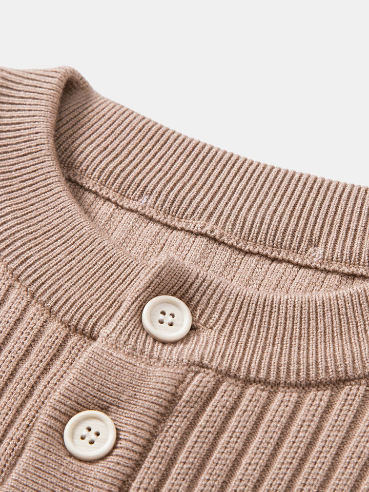 Geribbelde Henley Hals Trui