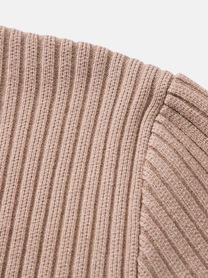 Geribbelde Henley Hals Trui