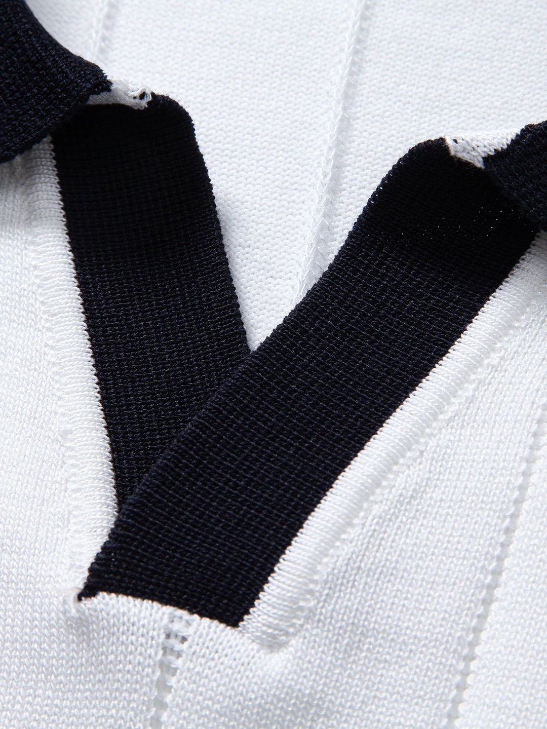 Contrast Trim Ribbed Johnny Collar Knit Polo