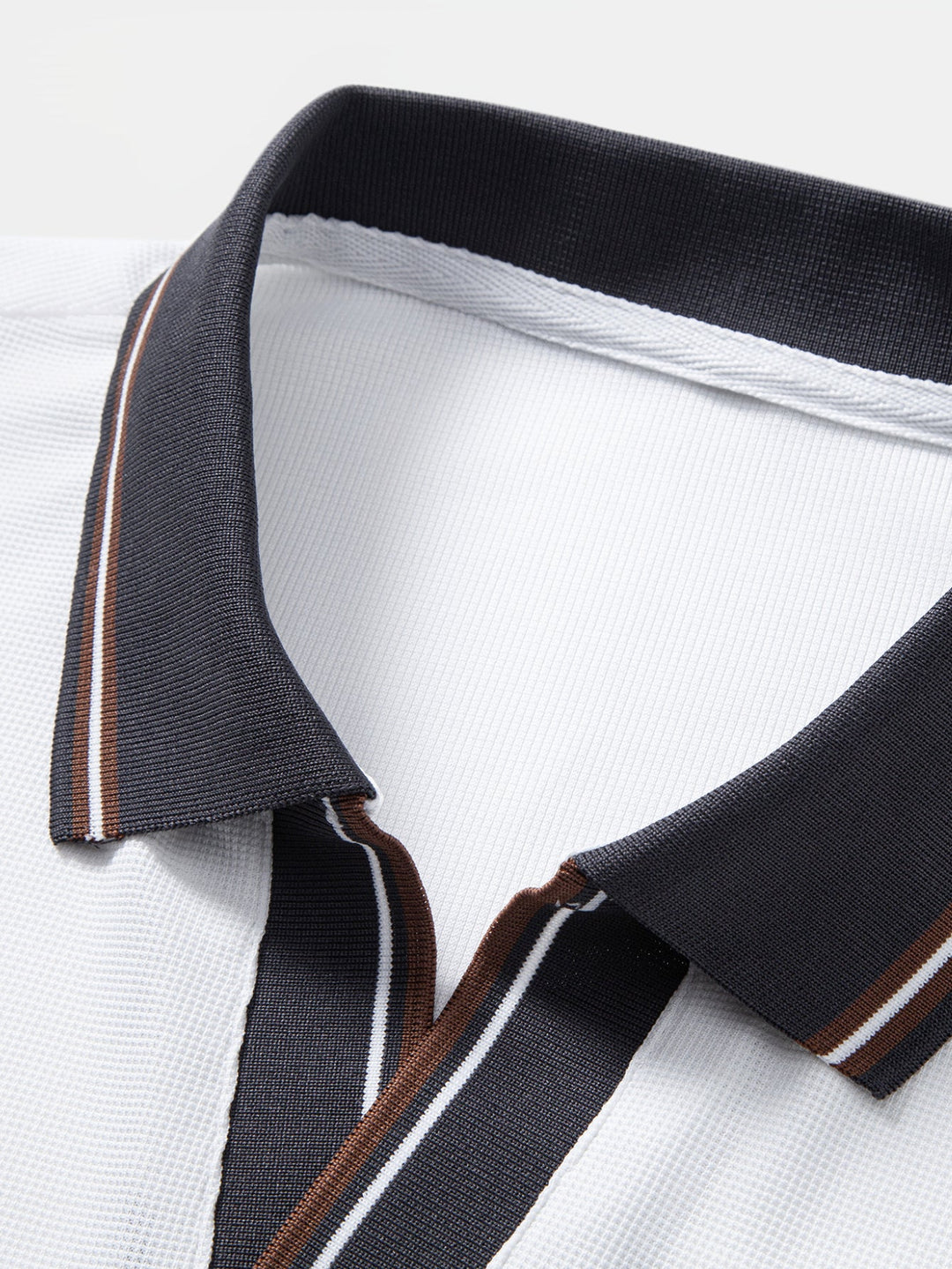 Contrast Trim Waffle Johnny Collar Polo