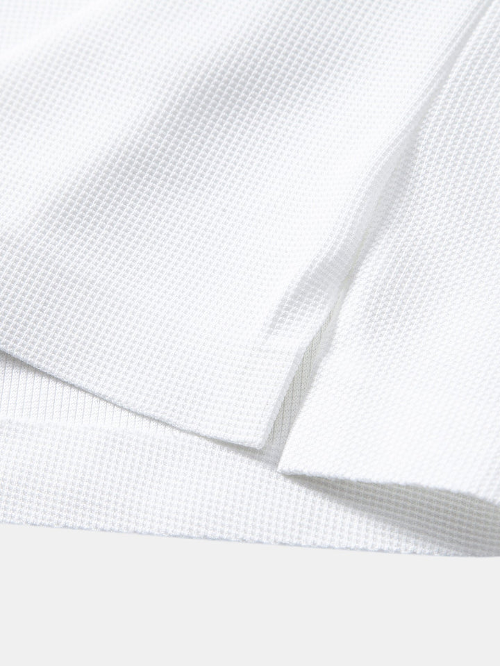 Contrast Trim Waffle Johnny Collar Polo