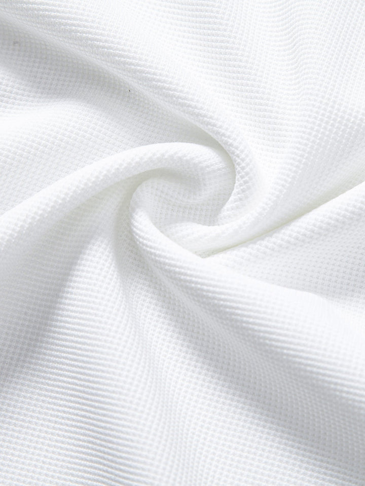 Contrast Trim Waffle Johnny Collar Polo