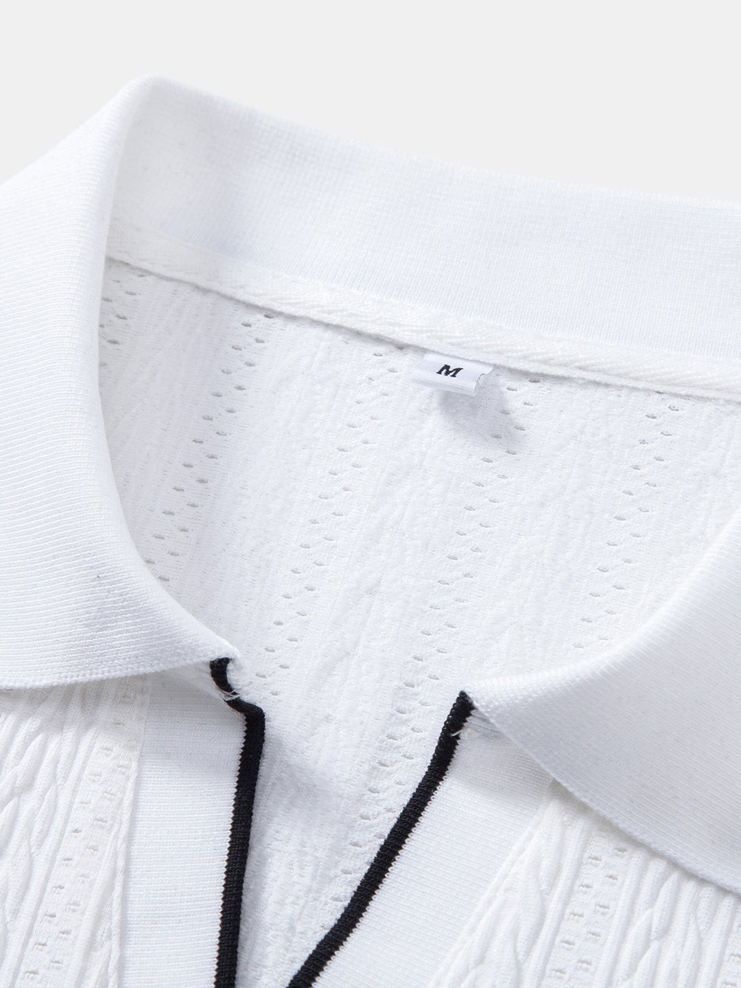 Geometric Jacquard Johnny Collar Polo & Slim Fit Tapered Trousers