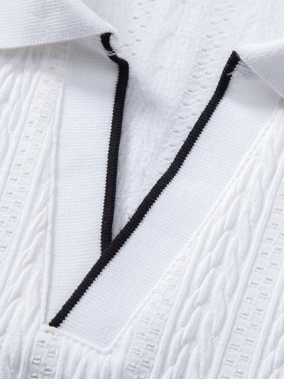 Geometric Jacquard Johnny Collar Polo & Slim Fit Tapered Trousers