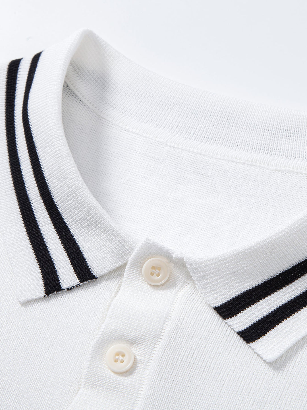 Contrast Trim Twisted Jacquard Knit Polo