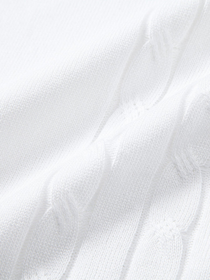 Contrast Trim Twisted Jacquard Knit Polo