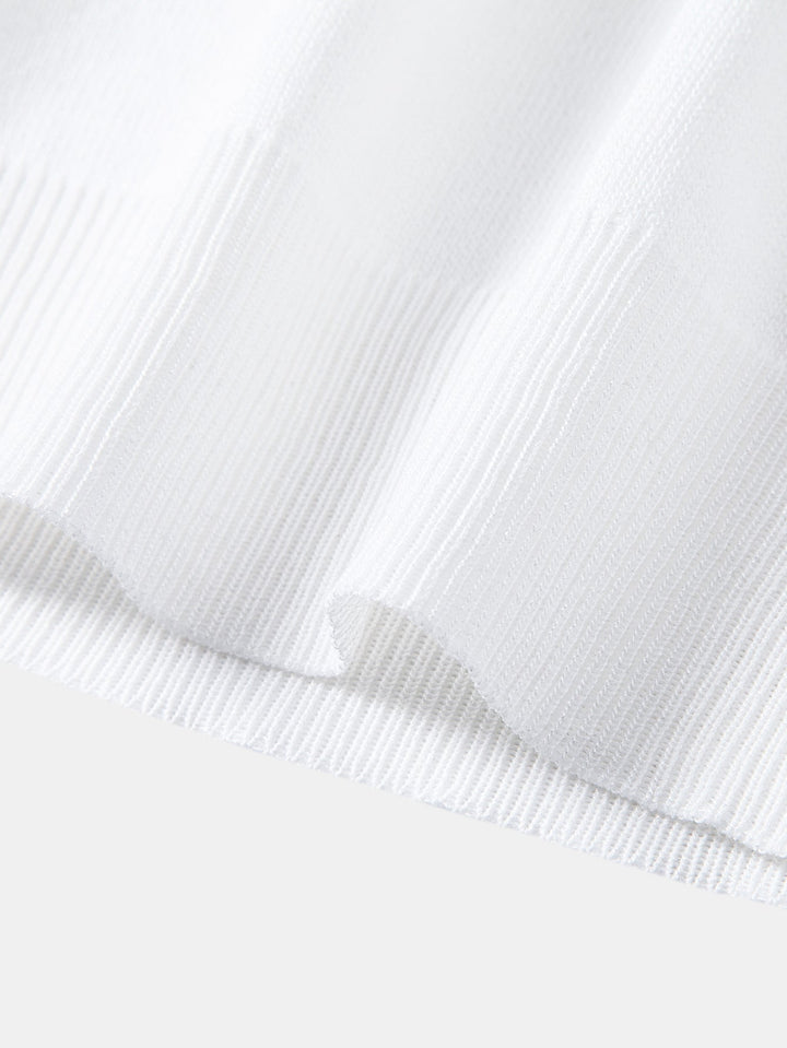 Contrast Trim Twisted Jacquard Knit Polo
