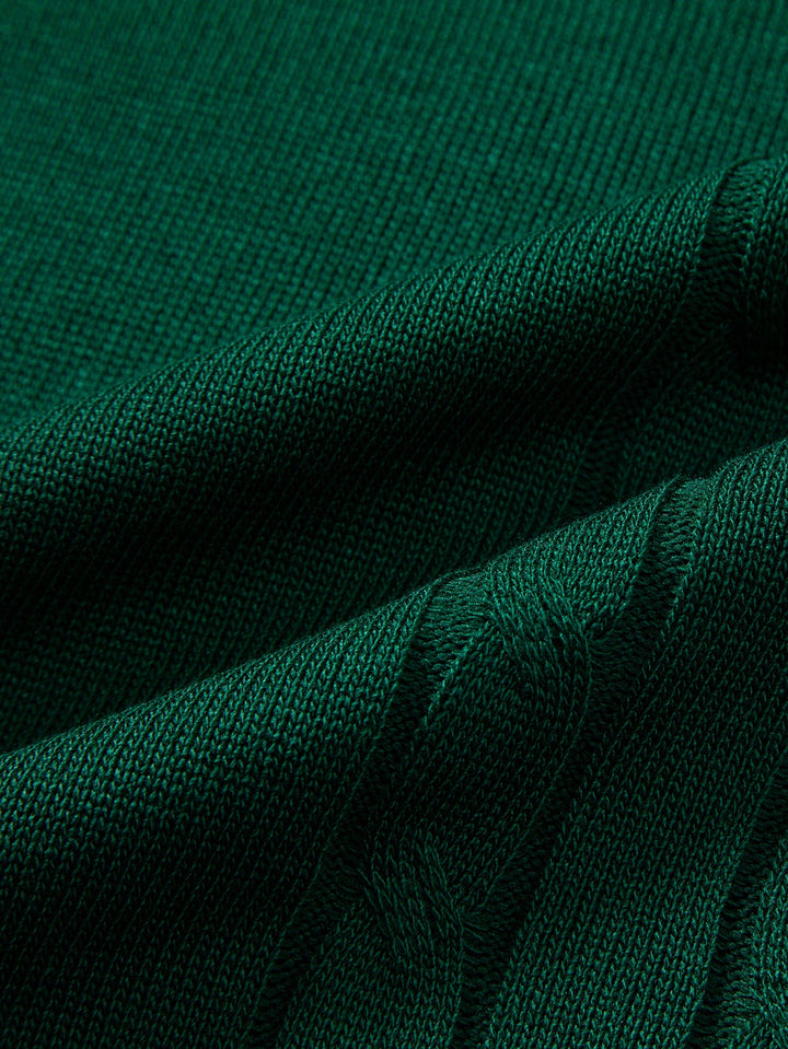 Contrast Trim Twisted Jacquard Knit Polo