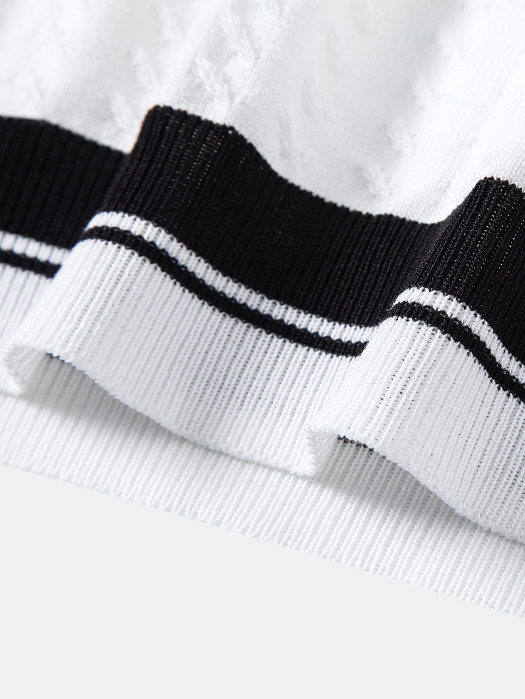 Contrast Trim Textured Johnny Collar Knit Polo
