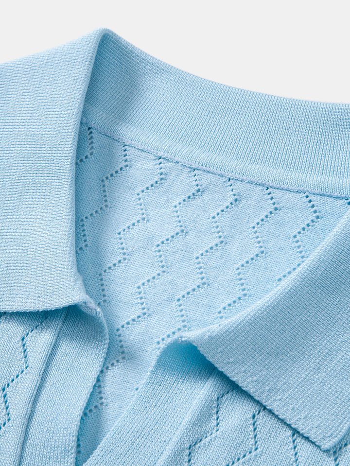Zig Zag Open Knit  Polo