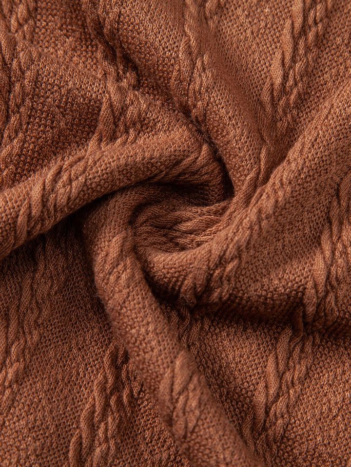 Wheat Ear Jacquard Zipper Knit Polo