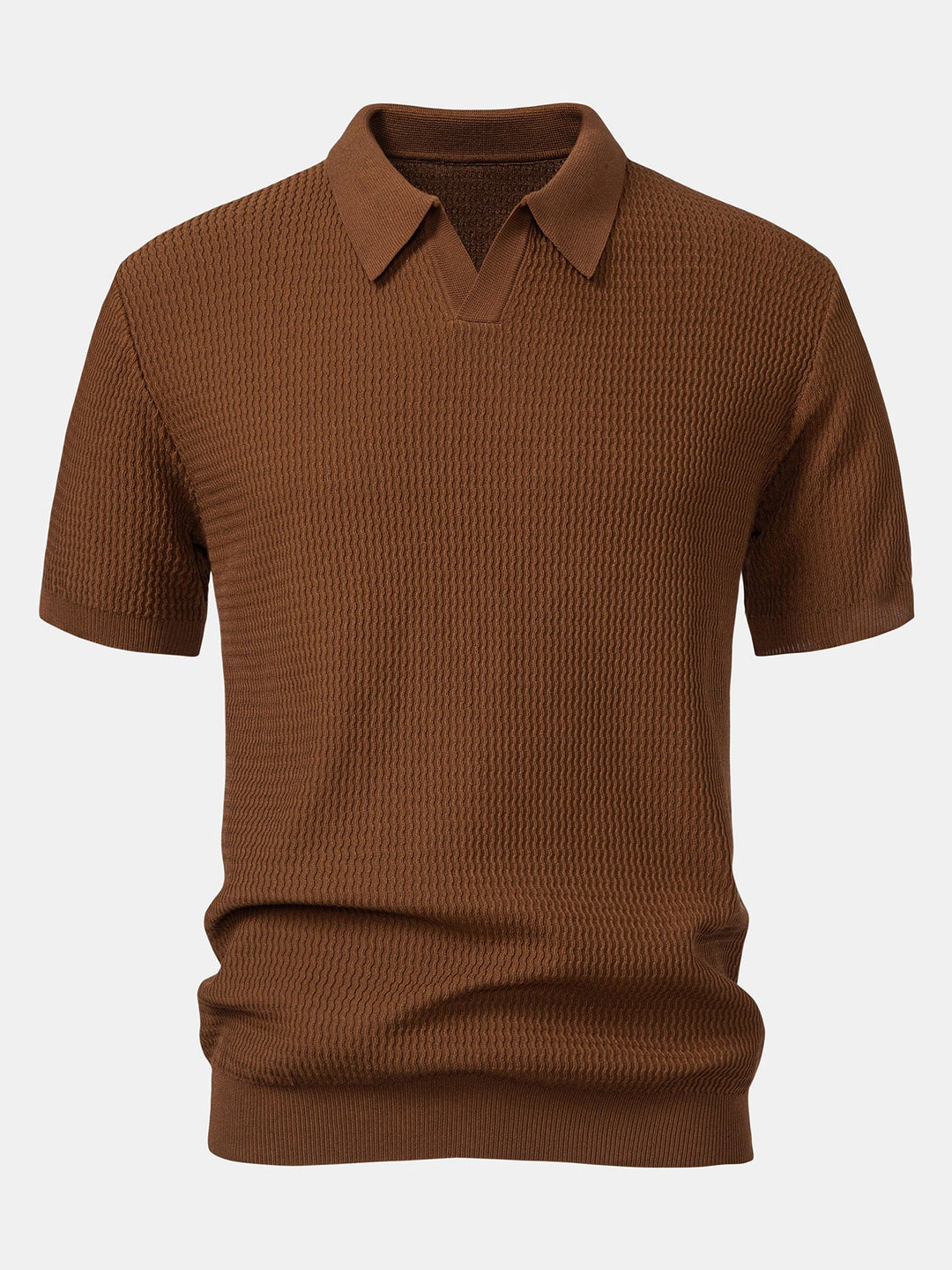 Wave Jacquard Gebreid V-hals Polo Shirt