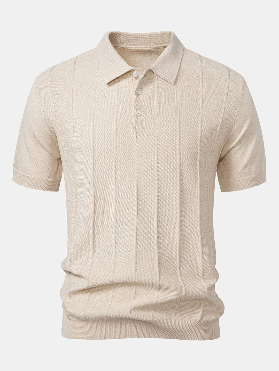 Stripe Jacquard Gebreid Polo Shirt & Rechte Ribbroek