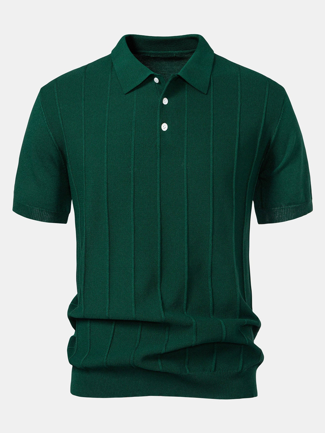 Stripe Jacquard Gebreid Polo Shirt & Rechte Ribbroek