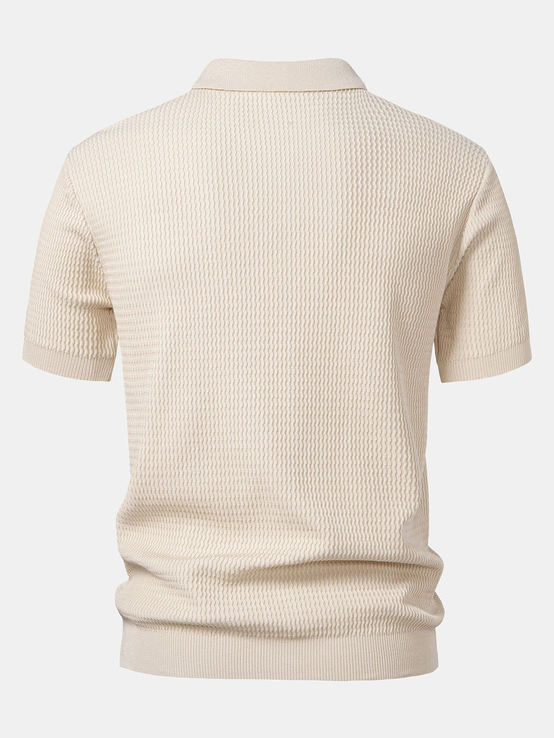 Wave Jacquard Gebreid V-hals Polo Shirt