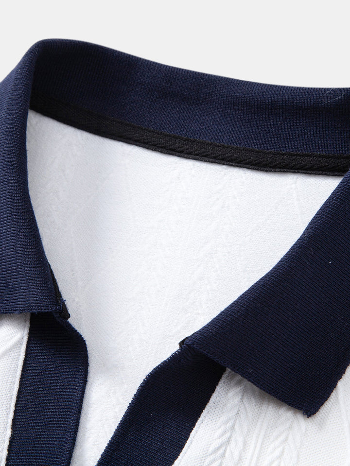 Contrast Geometry Jacquard Knit Polo