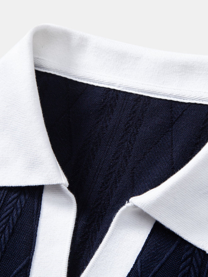 Contrast Geometry Jacquard Knit Polo