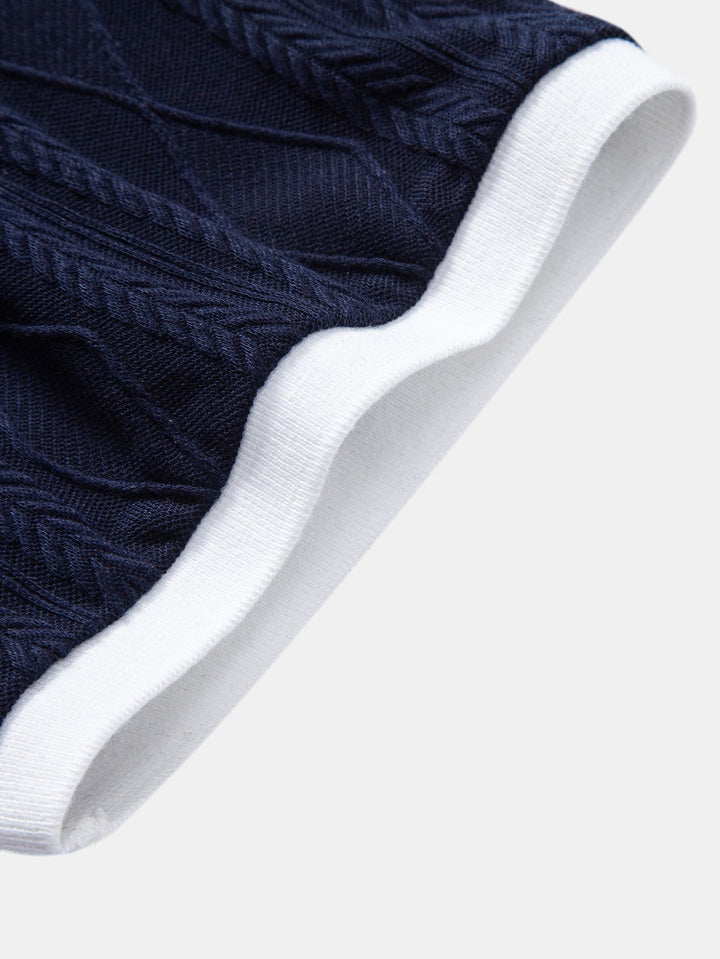 Contrast Geometry Jacquard Knit Polo & Slim Fit Tapered Trousers