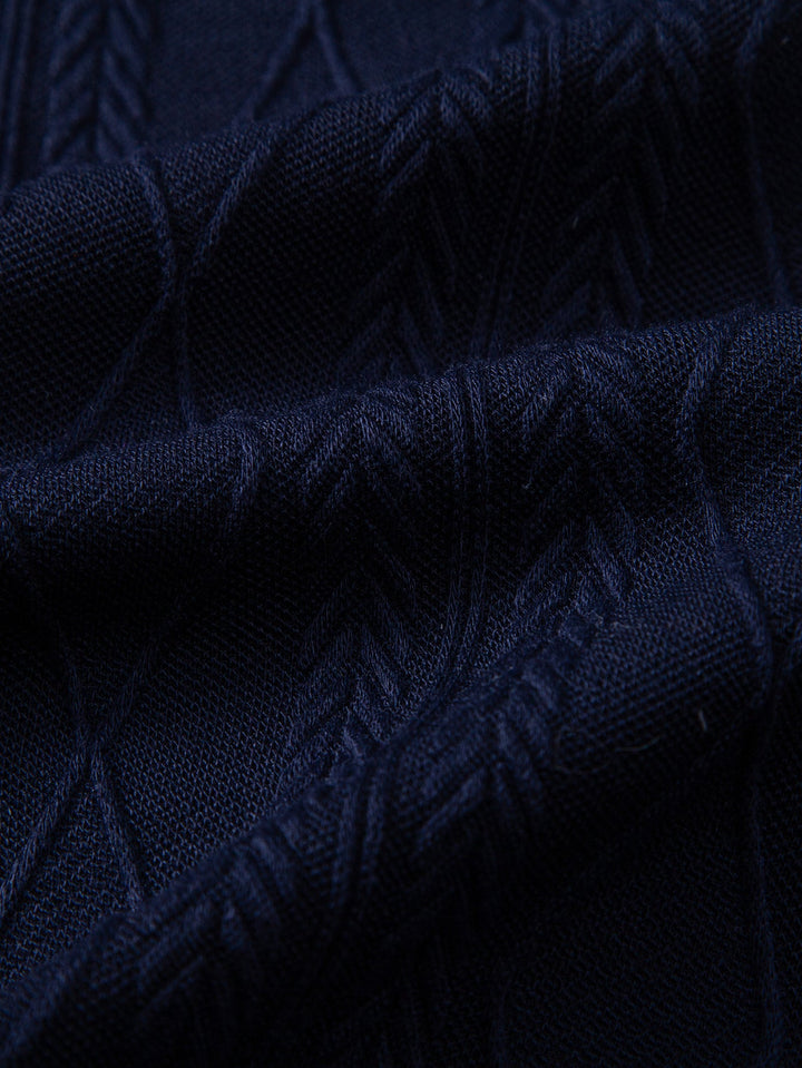 Contrast Geometry Jacquard Knit Polo