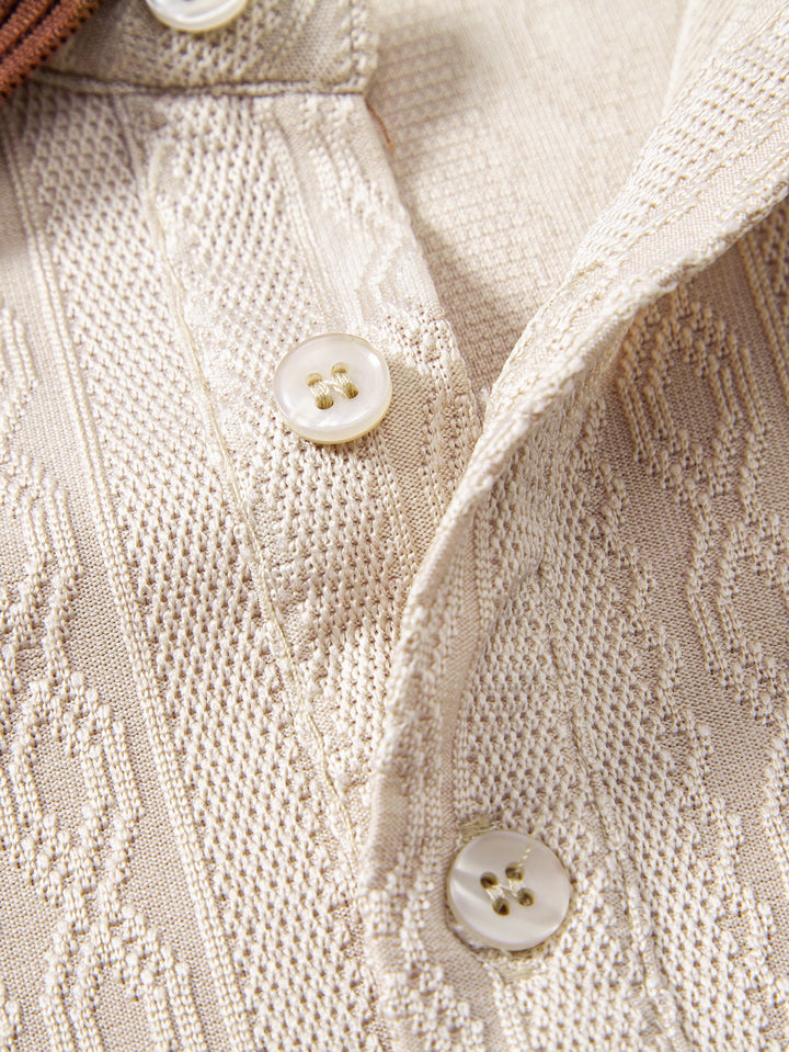 Contrast Trim Textured Knit Polo