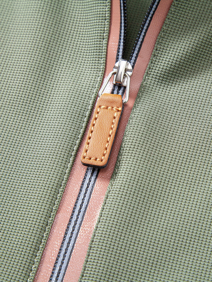 Textured Zipper Polo